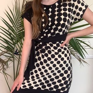 LOFT Black and White Polka Dot Dress